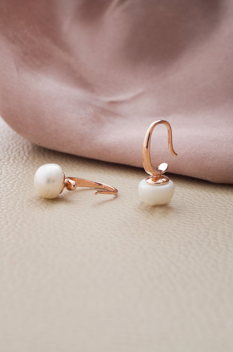 Buy Pearl Blush Drop Rose Gold Plated Sterling Silver Earrings by Mannash™  Jewellery