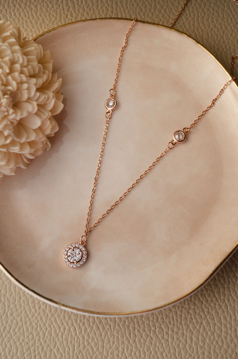 Long rose gold deals necklace