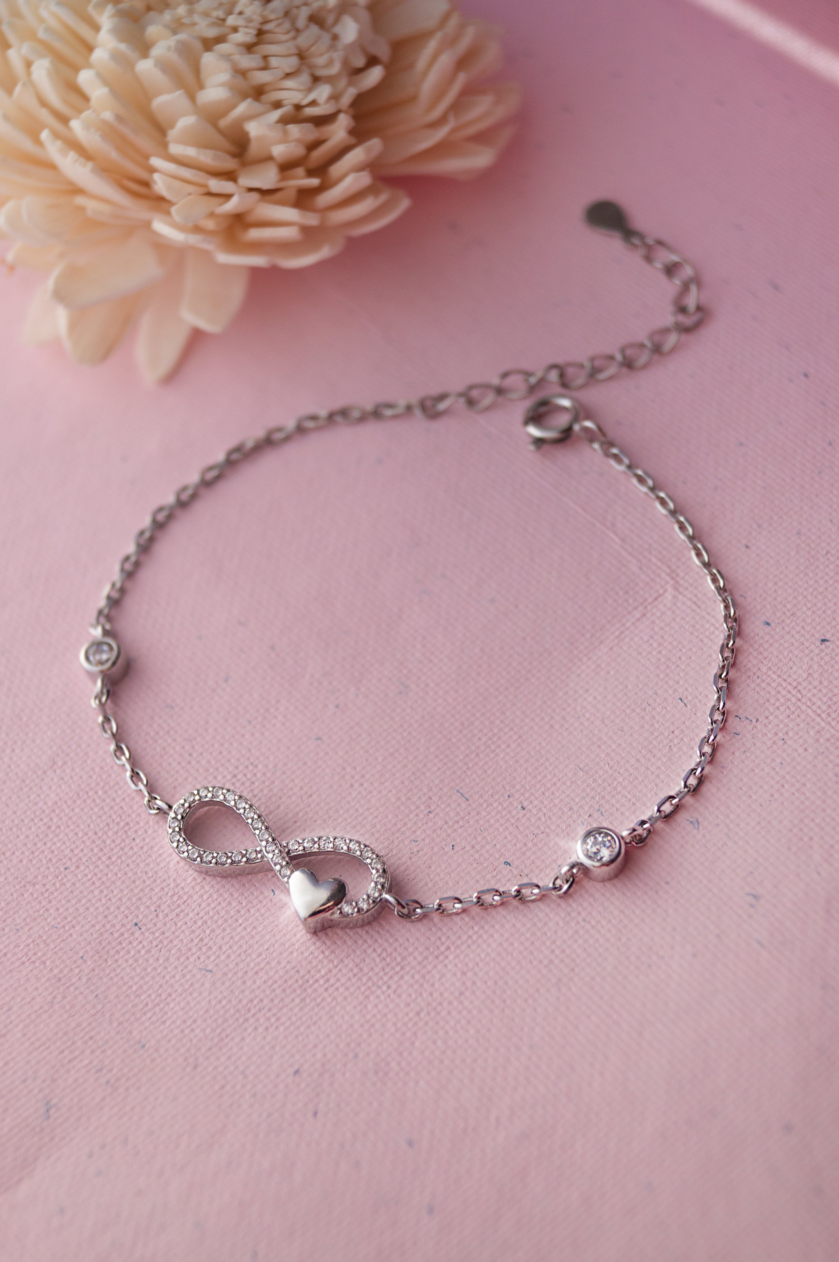 Pretty Infinity Sterling Silver Chain Bracelet, Silver / 6 inches adjustable upto 8 inches