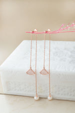 Palayfully Deco Rose Gold Plated Sterling Silver Dangler Earrings