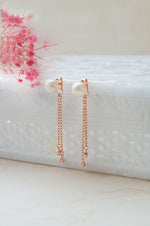 Pearly Chains Rose Gold Plated Sterling Silver Dangler Earrings