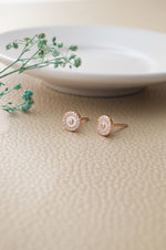 Tiny Mother Of Pearl Circlet Rose Gold Plated Sterling Silver Stud Earrings