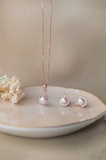 Pearly Dewdrop Rose Gold Plated Sterling Silver Pendant Set