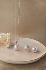 Cosmic Pearl Rose Gold Plated Sterling Silver Pendant Set