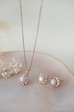 Heart Around You Pearl Rose Gold Plated Sterling Silver Pendant Set