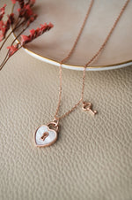 Key To Your Heart Rose Gold Plated  Sterling Silver Charm Necklace