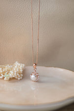 Pearly Dewdrop Rose Gold Plated Sterling Silver Pendant