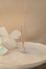 Triangular Flower Rose Gold Plated Sterling Silver Pendant