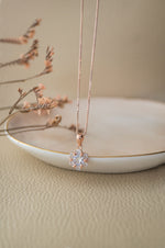 Solitaire Cluster Rose Gold Plated Sterling Silver Pendant