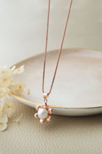 Pearl In A Flower Rose Gold Plated Sterling Silver Pendant