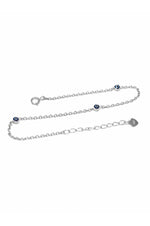 Tiny Stationed Evil Eye Sterling Silver Chain Bracelet