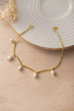 Dancing Pearls Two layer Gold Plated Sterling Silver Chain Bracelet