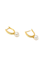 Classic Pearl Drop Gold Plated Sterling Silver Hoop Earrings