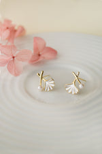 Striking Pearl Flower Gold Plated Sterling Silver Stud Earrings