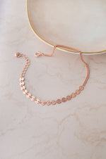 Two Way Circles and Chain Rose Gold Plated Sterling Silver Chain Bracelet