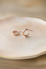 Classic Curve Rose Gold Plated Sterling Silver French Hoop Earrings