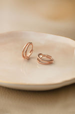 Dual Glam Rose Gold Plated Sterling Silver Hoop Earrings