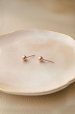 Classic Ball Rose Gold Plated Sterling Silver Stud Earrings