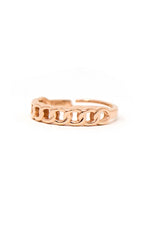 Interlinked Cuban Chain Rose Gold Plated Sterling Silver Adjustable Ring