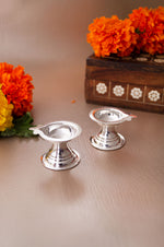 Auspicious Pooja 925 Sterling Silver Diya Stand - Set Of 2