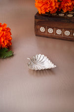 Handcrafted 925 Sterling Silver Mini Leaf Prasad Plate