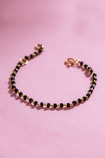 Classic Black Beads Gold Plated Sterling Silver Chain Kids Nazariya Bracelet