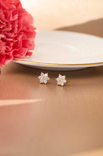 Shinning Flower Nakshatra Gold Plated Sterling Silver Stud Earrings