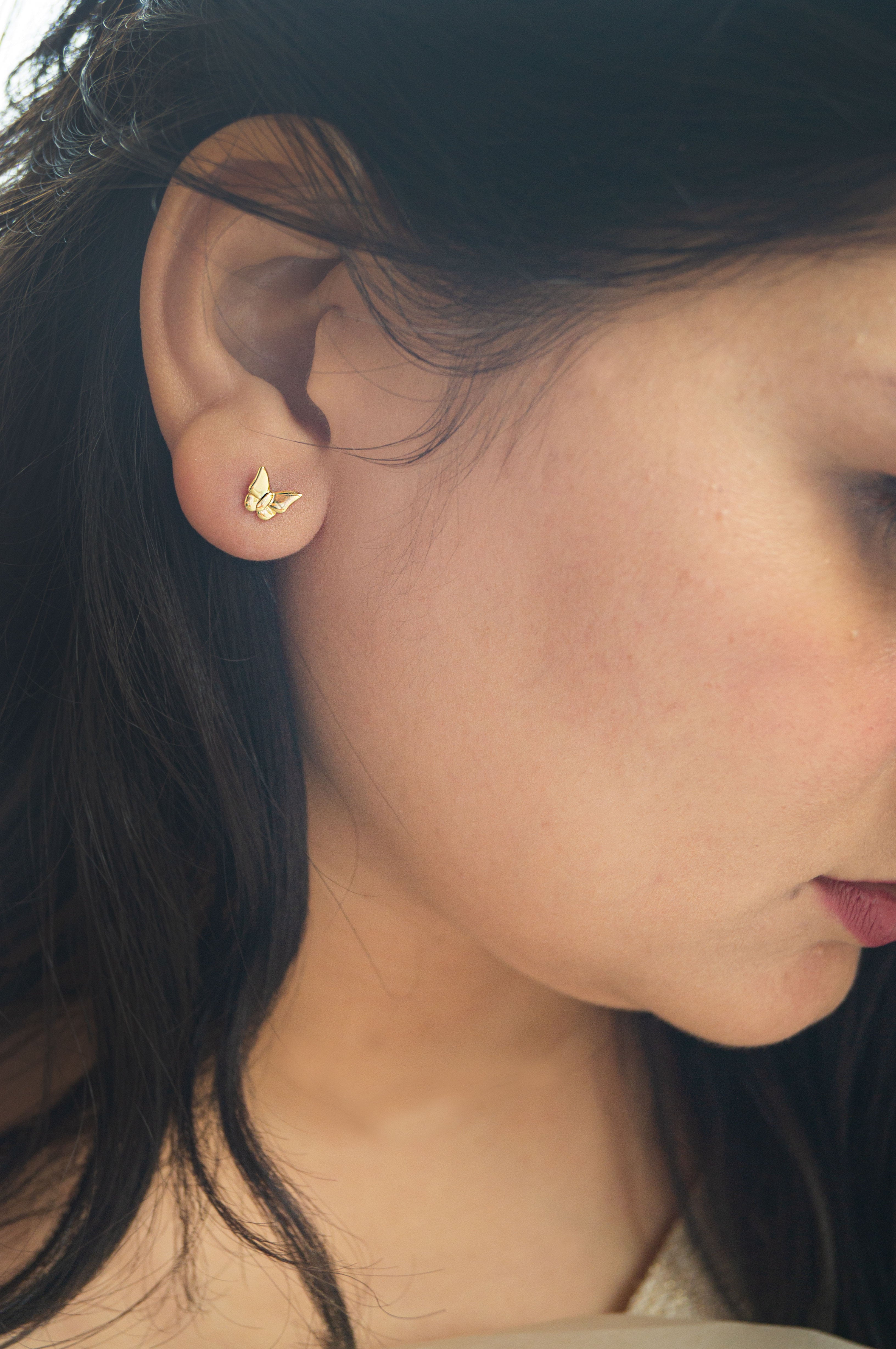 Crystal Lightning Bolt Stud Earrings in Gold | Lisa Angel