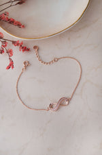 Pretty Infinity Rose Gold Plated Sterling Silver Chain Bracelet