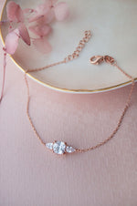 Pretty Princess Solitiare Rose Gold Plated Sterling Silver Chain Bracelet