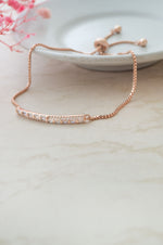 Baguetty Bar Rose Gold Plated Sterling Silver Adjustable Bracelet