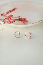 Circle With A Spark Rose Gold Plated Sterling Silver Stud Earrings