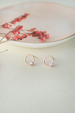 Circle With A Spark Gold Plated Sterling Silver Stud Earrings