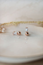 Admirable Sparkle Rose Gold Plated Sterling Silver Stud Earrings