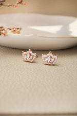 Pretty Crown Rose Gold Plated Sterling Silver Stud Earrings