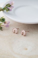 Channel Sparkle Circle Rose Gold Plated Sterling Silver Stud Earrings