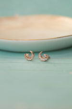 Star & Moon Rose Gold Plated Sterling Silver Stud Earrings