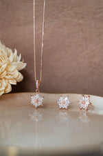 Flowery Sunflower Garland Rose Gold Plated Sterling Silver Pendant Set