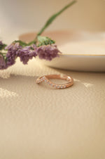 Charming Classic V Rose Gold Plated Sterling Silver Adjustable Ring