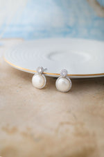 Pearl With A Bling Sterling Silver Stud Earrings