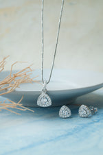 Blinging Triangle Sterling Silver Pendant Set