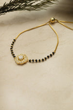 Bling With A Solitaire  Gold Plated Sterling Silver Adjustable Mangalsutra Bracelet