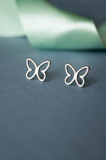 Halo Butterfly Sterling Silver Mini Stud Earrings