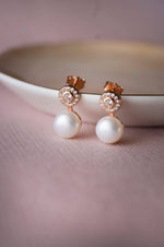 Pearl Blush Drop Rose Gold Plated Sterling Silver Earrings