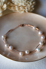 Pearl Garland Rose Gold Plated Sterling Silver Chain Bracelet