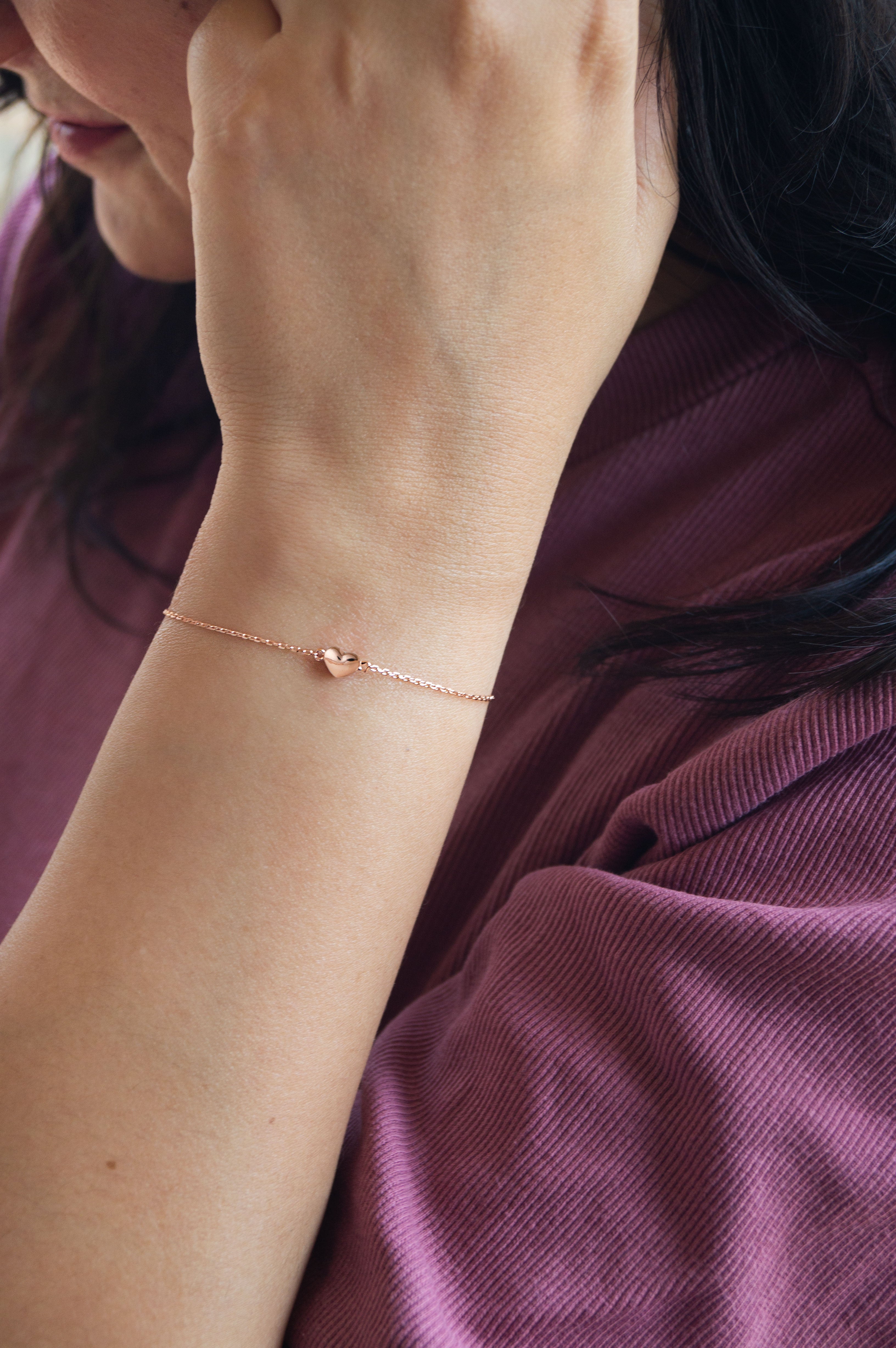 Buy 3 Layer Dancing Hearts Rose Gold Plated Sterling Silver Chain Bracelet  by Mannash Jewellery