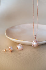 Triangular Pearl Rose Gold Plated Sterling Silver Pendant Set
