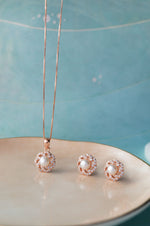 Whirlpool With Pearl Rose Gold Plated Sterling Silver Pendant Set With Chain