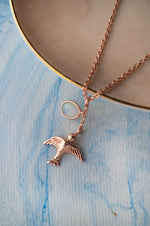 Fly Free Birdie Rose Gold Plated Statement Sterling Silver Pendant Necklace