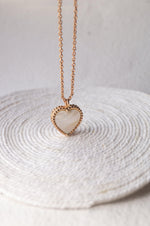 Sweet Heart Mother Of Pearl Rose Gold Plated Sterling Silver Necklace